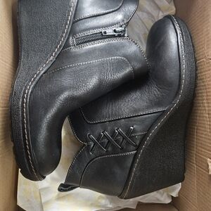 Black Leather  Booties, Used